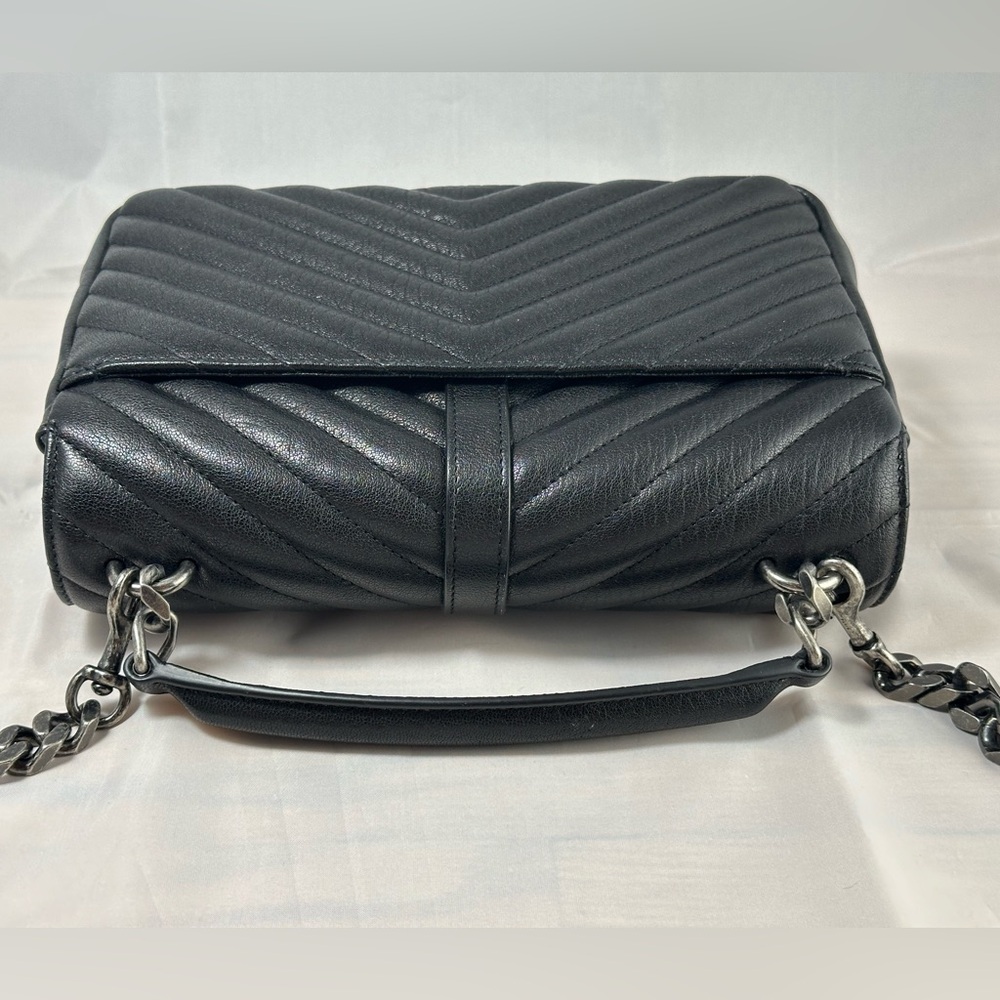 YSL College Medium Black in Quilted Leather Silver Hardware Used - Picture 9 of 16